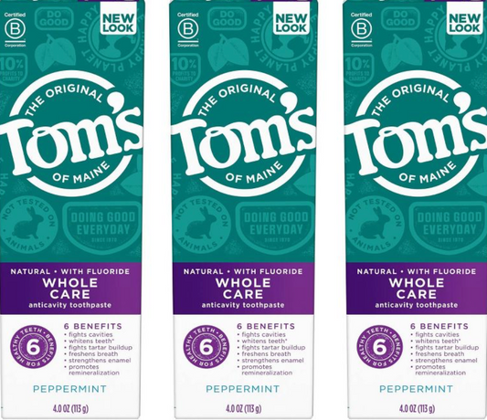 [EWG 1 등급] 2+ 탐즈오브메인 Tom's of Maine 홀케어 천연 불소 치약 113g 3ct (339g)