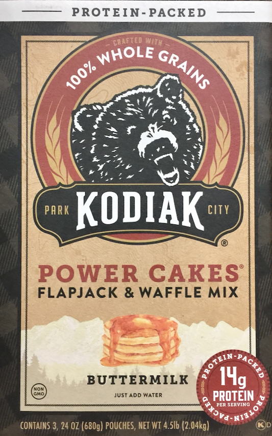 코디악 Kodiak Non-GMO 버터밀크 단백질 팬케이크 & 와플 믹스 2.04kg