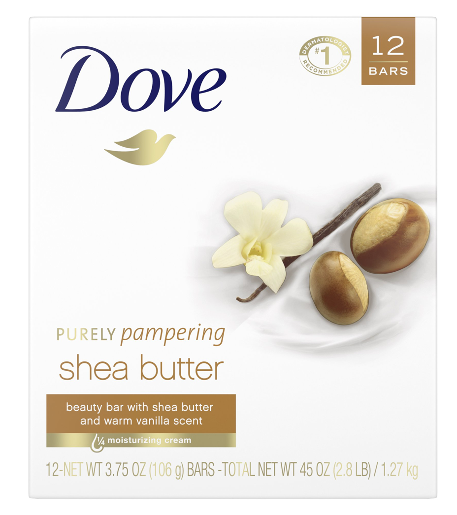 유니레버 Unilever 도브 파라벤/프탈레이트-프리 시어버터 비누 106g 12ct (1.27kg)