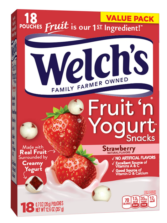 웰치 Welch's 과일 & 요거트 딸기맛 구미 20g 18팩 (357g)
