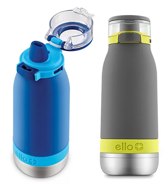 엘로 Ello BPA-프리 18/8 스텐레스 보온•보냉 물병 Blue/Grey 414ml 2ct