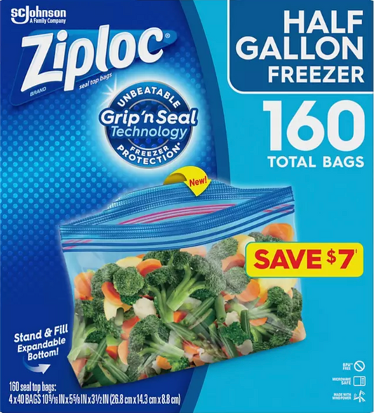 집락 Ziploc BPA-프리 슬라이더백 냉동고 중대형 26 x 14cm 160매