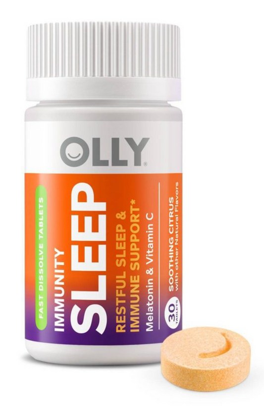 올리 OLLY 슬립 약물/슈가-프리 멜라토닌 3mg + 비타민 C 수면유도 감귤맛 츄어블 30정