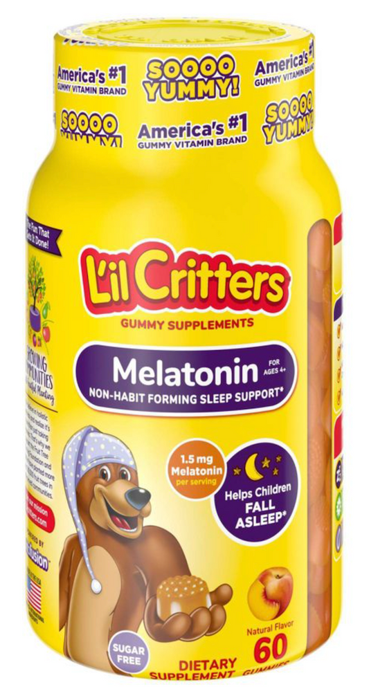 4+ 릴크리터 L'il Critters 키즈 약물-프리 멜라토닌 1.5mg 수면유도 거미 60정