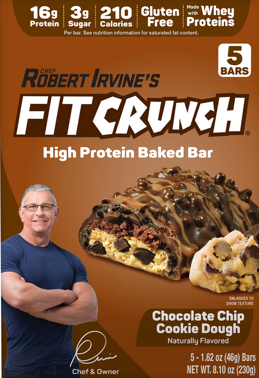 로버트얼바인 Robert Irvine's 피트크런치 글루텐-프리 초콜렛칩 쿠키도우 6겹 단백질바 5ct (230g) *단백질 16g*
