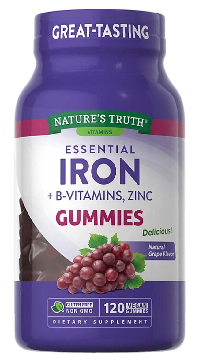 네이처스트루쓰 Non-GMO 젤라틴-프리 철분 6mg + B12 아연 거미 120정