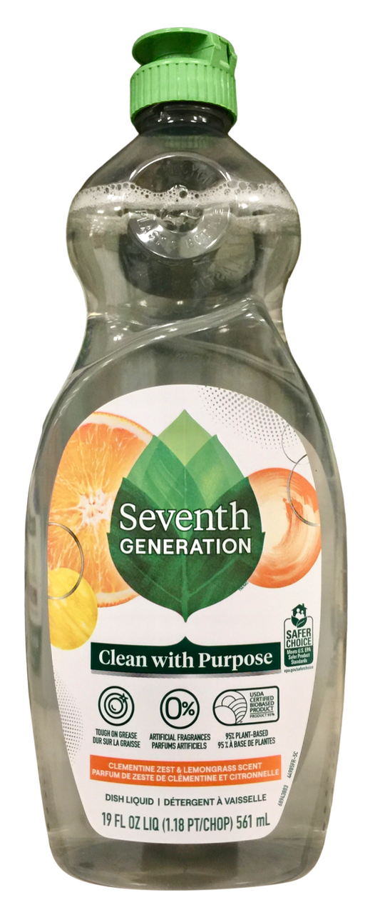 [세이퍼초이스 인증] 세븐스제너레이션 7th Generation 95% 식물성 클레멘타인&레몬그래스 주방세제 561ml