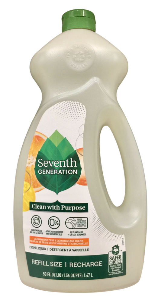 [세이퍼초이스 인증] 세븐스제너레이션 7th Generation 95% 식물성 클레멘타인&레몬그래스 주방세제 1.47L