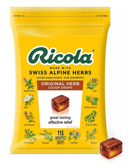 6+ 리콜라 Ricola GMO-프리 오리지널 기침 드롭 115pc 2개 (230pc)