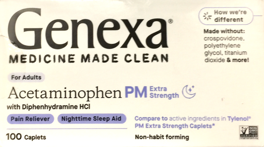 제넥사 Genexa Non-GMO 무방부제 무색소 아세트아미노펜 500mg + 수면유도 100정