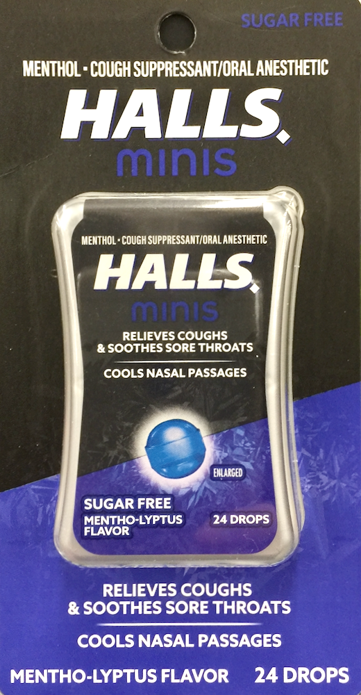 5+ 홀스 Halls 슈가-프리 기침•인후통 미니 드롭 Mentho-Lyptus 24pc