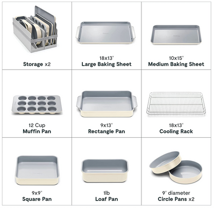캐러웨이 Caraway PTFE/PFOA/납/카드뮴-프리 무독성 논스틱 오븐웨어 세트 Cream 11pc