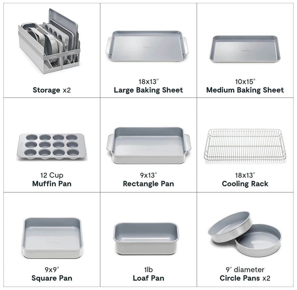 캐러웨이 Caraway PTFE/PFOA/납/카드뮴-프리 무독성 무화학성분 논스틱 오븐웨어 세트 Gray 11pc