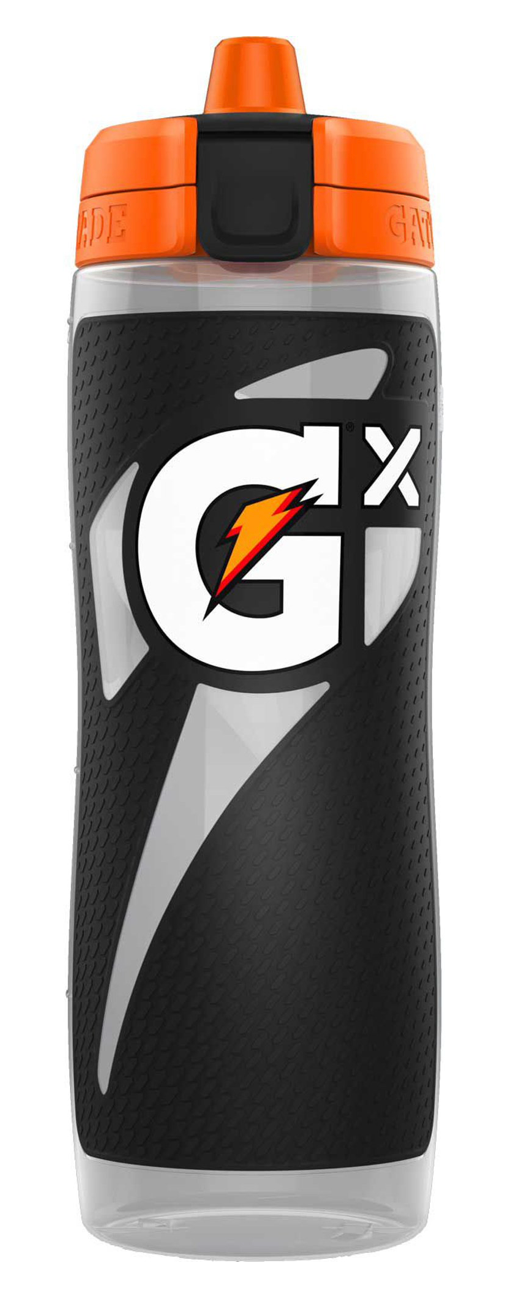 게토레이 Gatorade BPA-프리 논슬립 (미끄럼방지) 게이터-스킨 스퀴즈 물병 30Oz Black