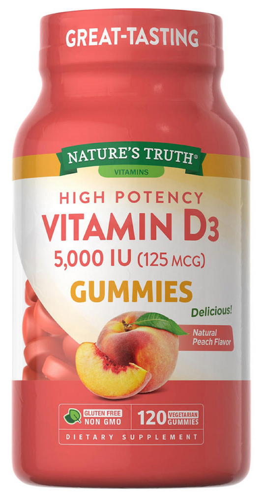 네이처스트루쓰 Nature's Truth Non-GMO 젤라틴-프리 비타민 D3 5000 IU 고흡수율 거미 120정