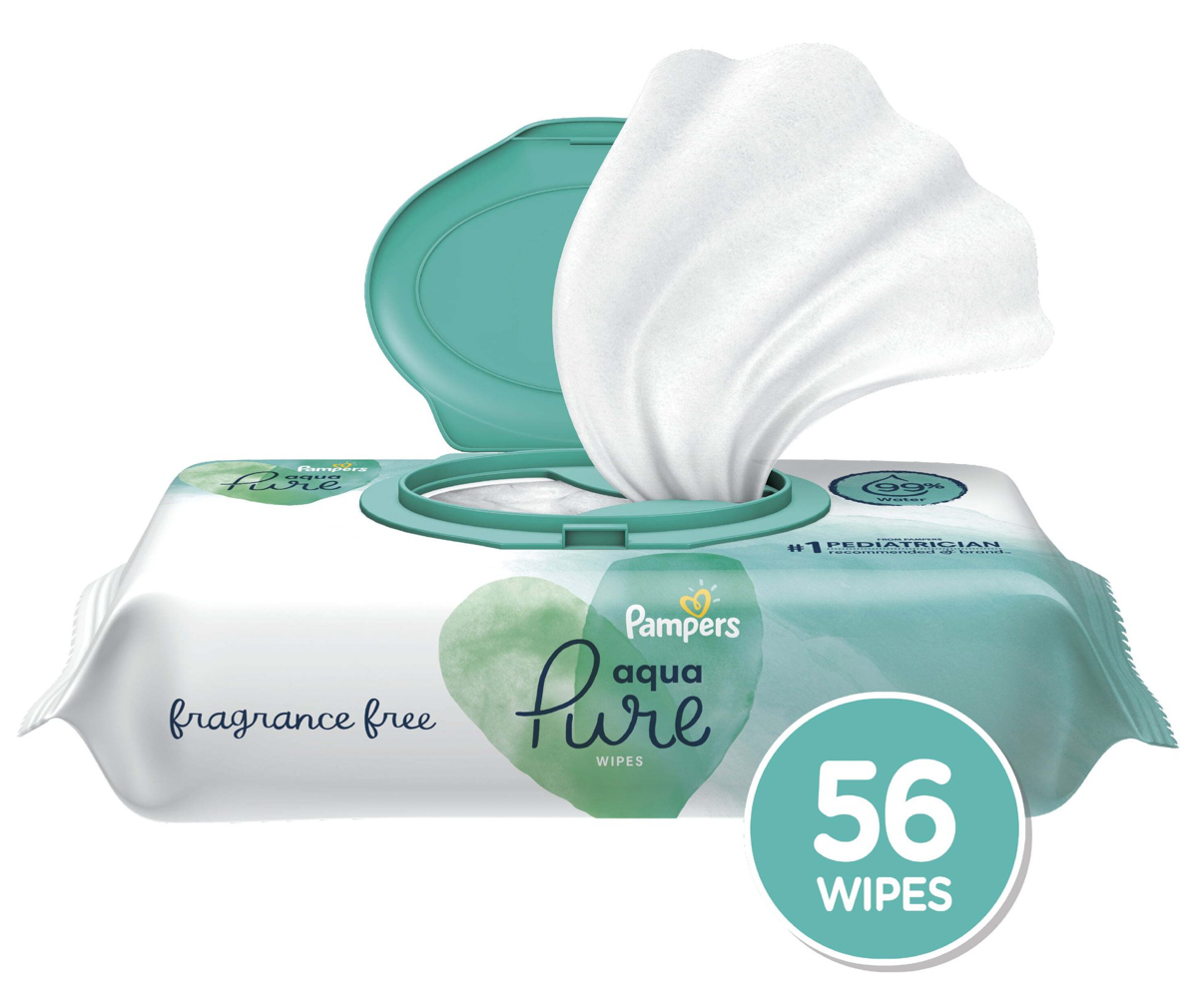 [EWG 1 등급] 팸퍼스 Pampers 아쿠아 퓨어 정제수 99% 물티슈 56매 팝탑 + 리필 12ct (728매)