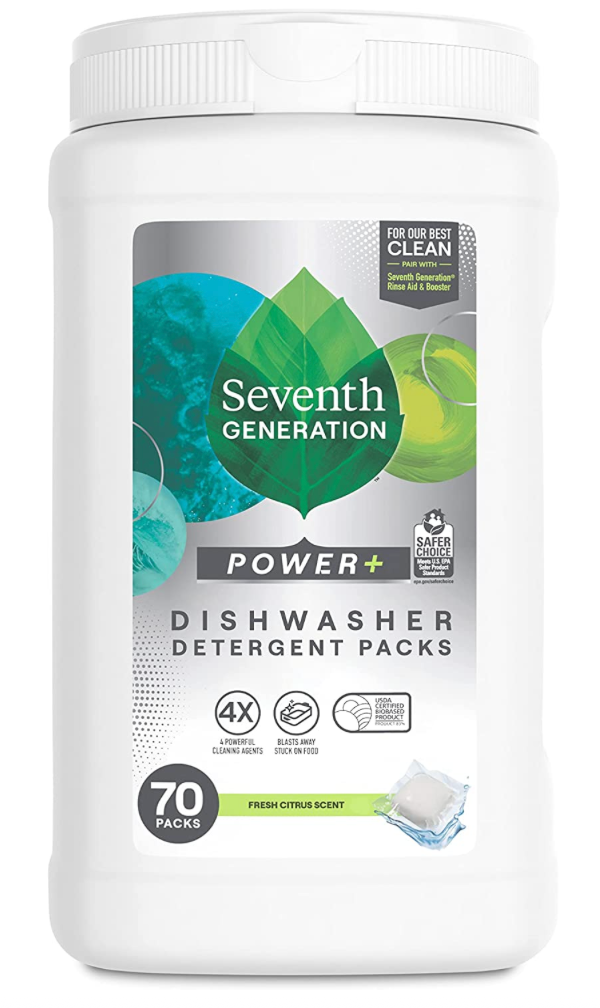 [EWG A 등급] 세븐스 제너레이션 7th Generation 파워플러스 79% 식물성 식기세척기 세제 70팩 캐니스터