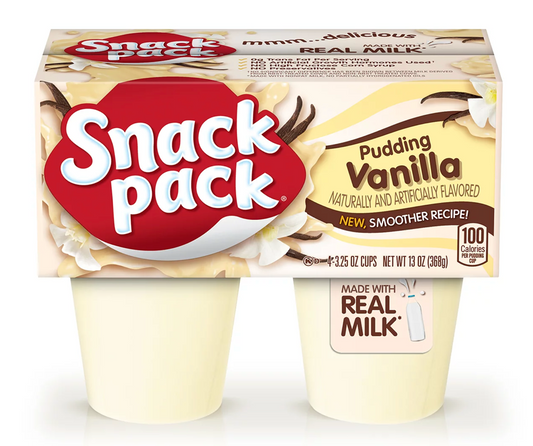 스낵팩 Snack Pack rBST/방부제-프리 바닐라 푸딩 4컵 (368g)