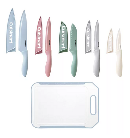 퀴진아트 Cuisinart BPA-프리 논스틱 코팅 나이프 + 도마 세트 Pastel 11pc