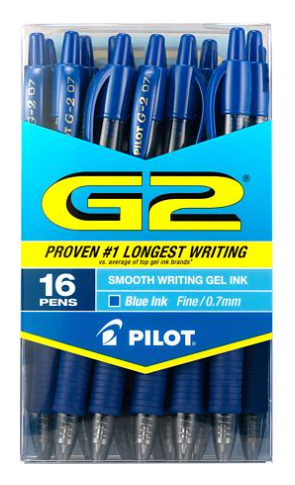 파일럿 Pilot G2 롤링 젤 펜 0.7mm Blue 16ct
