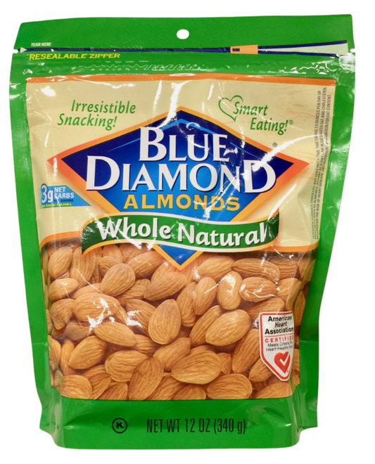 블루다이아몬드 Blue Diamond Non-GMO 홀 내추럴 아몬드 340g