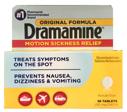 2+ 드라마민 디펜히드리네이트 50mg 듀얼액션 멀미약 36정