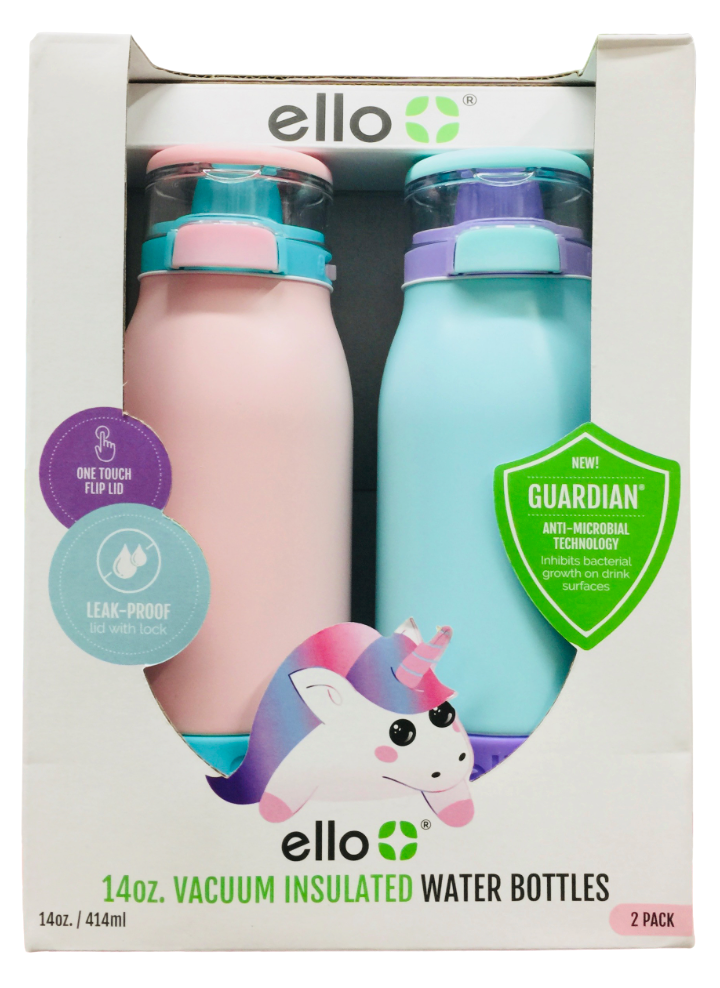 엘로 Ello BPA-프리 18/8 스텐레스 보온•보냉 물병 Mint/Cotton Candy 414ml 2ct