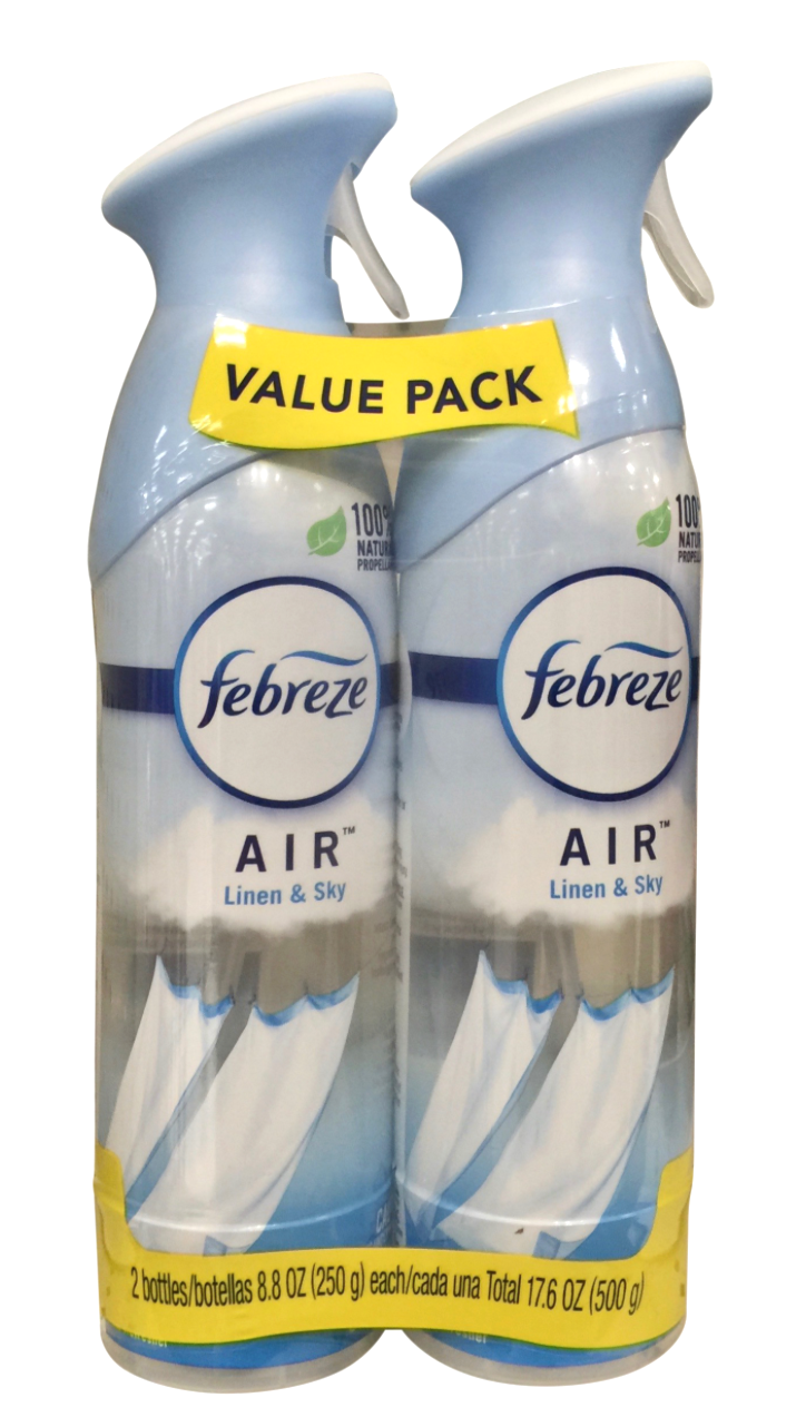 P&G 페브리즈 Febreze 에어 파라벤/프탈레이트-프리 냄새 제거제 Linen & Sky 250g 2ct (500g)