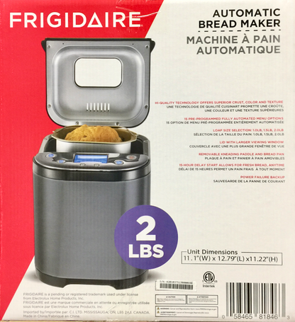 프리지데어 Frigidaire 710와트 2파운드 스텐레스 제빵기 EBRM100-SS *슈가/글루텐-프리/요거트 코스*