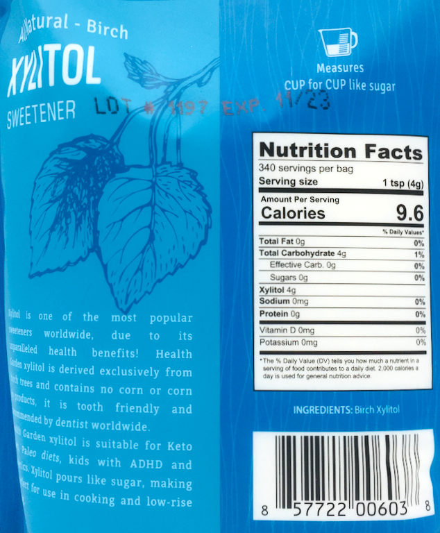 헬스가든 Health Garden Non-GMO 자작나무 자일리톨 1.36kg *당뇨감미료/케토인증*