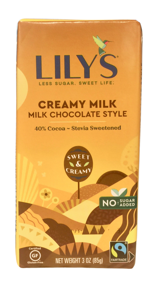 릴리 Lily's 슈가/GMO/rBST/글루텐-프리 무설탕 밀크초콜렛 80g 12ct (960g)