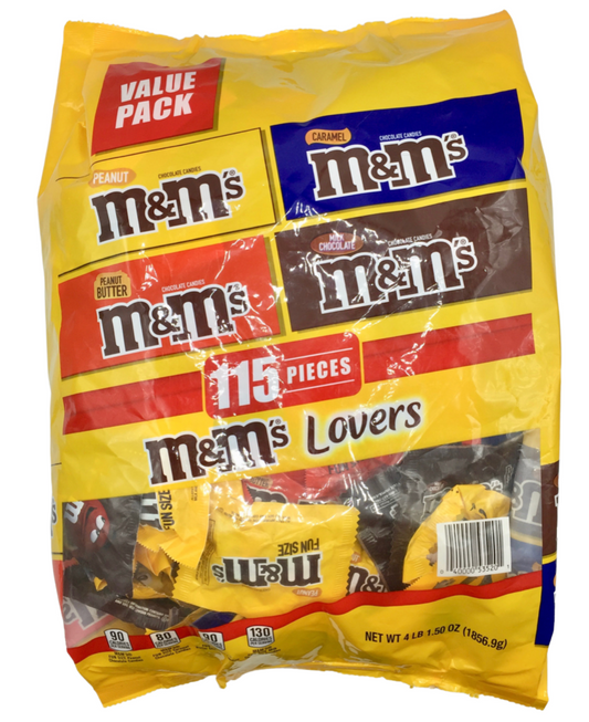 마스 Mars 펀사이즈 M&M's 러버스 4가지맛 밸류팩 115pc (1.8kg)