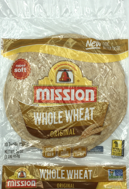 미션 Mission 소프트 타코 Non-GMO 홀휘트 (통밀) 토틸라 45g 10ct (453g)