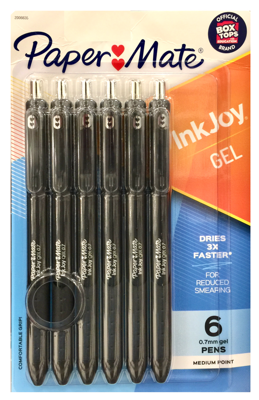 페이퍼메이트 PaperMate 잉크조이 젤펜 0.7mm Black 6ct