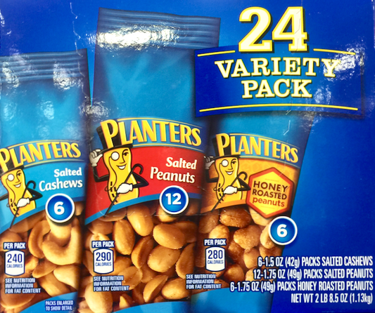 플랜터스 Planters 땅콩 & 캐슈 싱글팩 3가지맛 24ct (1.13kg)