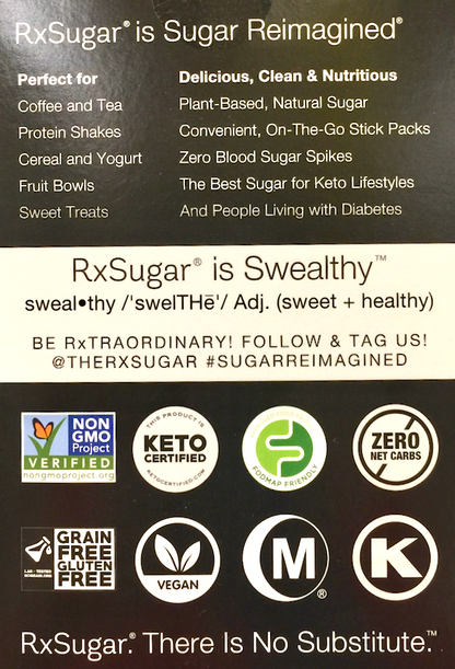 알엑스슈가 RxSugar Non-GMO 0칼로리/무혈당 알룰로즈 당뇨•케토 감미료 10g 30ct (300g)