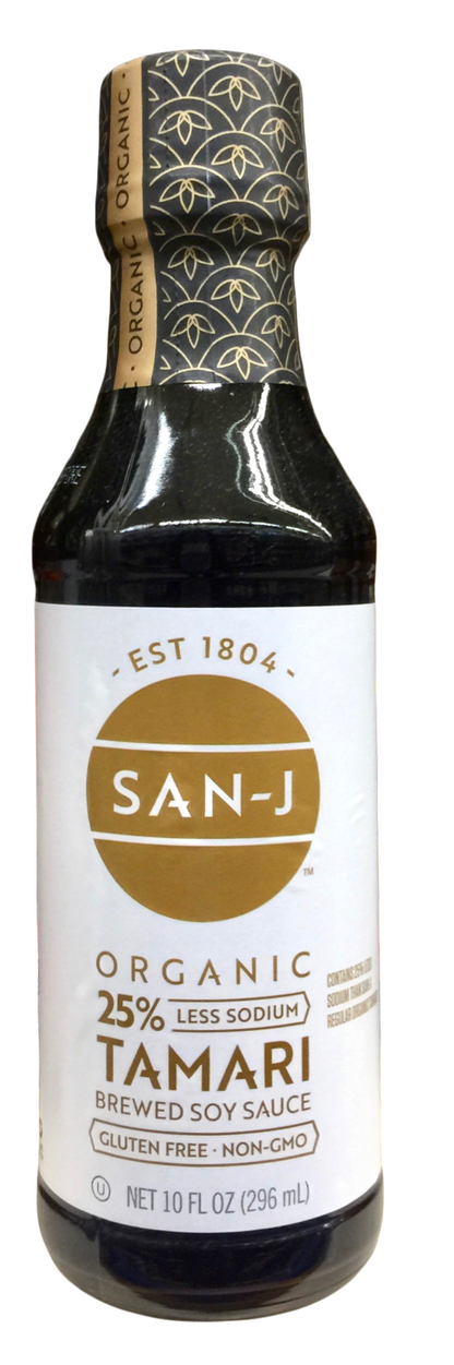 산제이 San-J 유기농/Non-GMO 글루텐-프리 타마리 25% 저염 간장 296ml