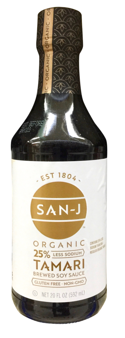 산제이 San-J 유기농/Non-GMO 글루텐-프리 타마리 25% 저염 간장 592ml