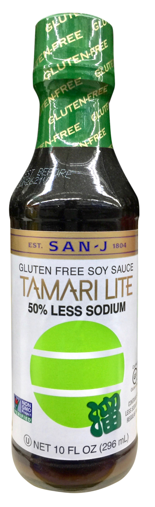산제이 San-J Non-GMO 글루텐-프리 타마리 50% 저염 간장 296ml