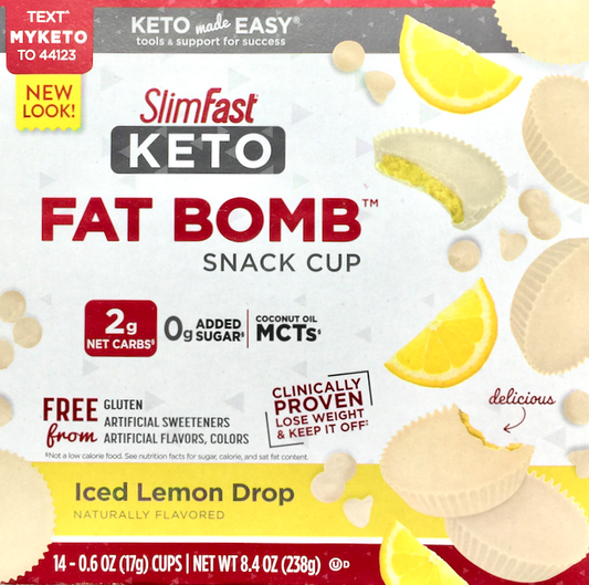 슬림패스트 Slimfast 케토 팻밤 아이스드 레몬 드롭 스낵컵 14ct (238g)