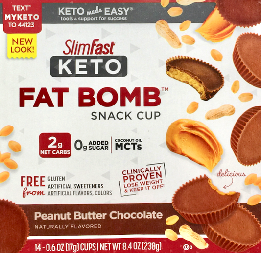 슬림패스트 Slimfast 케토 팻밤 땅콩버터 초콜렛 스낵컵 14ct (238g)