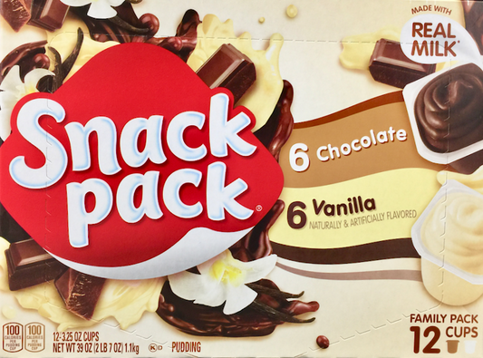 스낵팩 Snack Pack rBST/방부제-프리 초콜렛 & 바닐라 푸딩 12컵 (1.1kg)