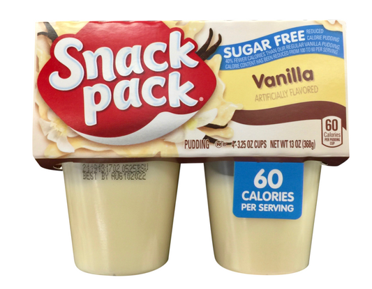 스낵팩 Snack Pack rBST/슈가/글루텐/방부제-프리 바닐라 푸딩 4컵 (368g)
