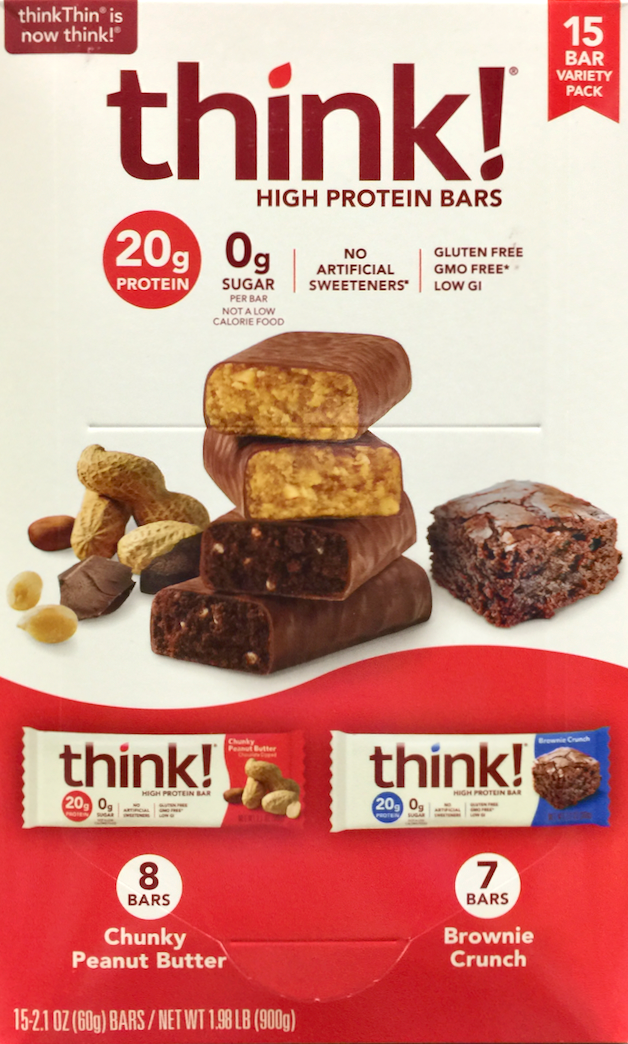 씽크 Think! Non-GMO 무설탕 단백질바 60g 15ct (900g)