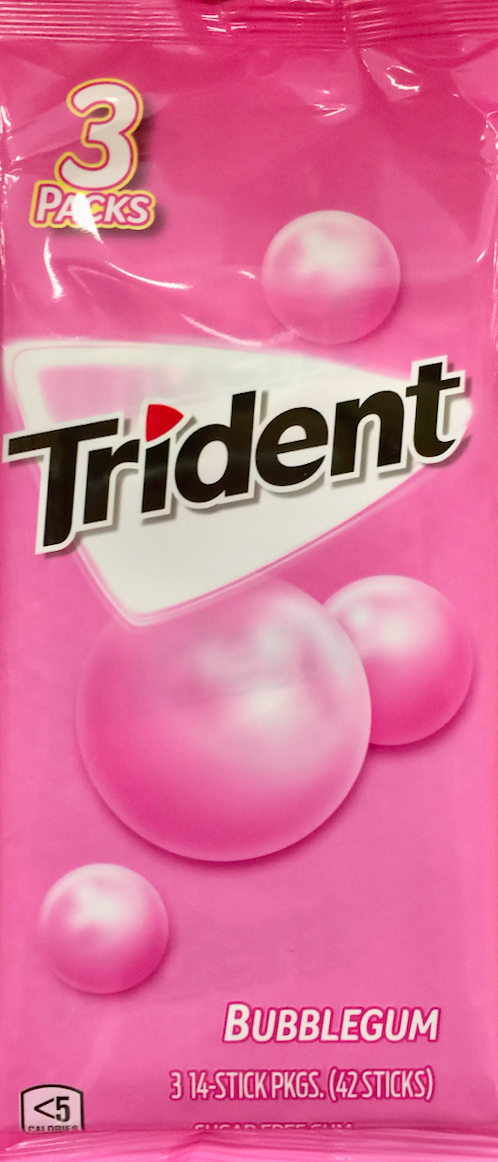 트라이덴트 Trident 무설탕 풍선껌 3팩 (42pc)