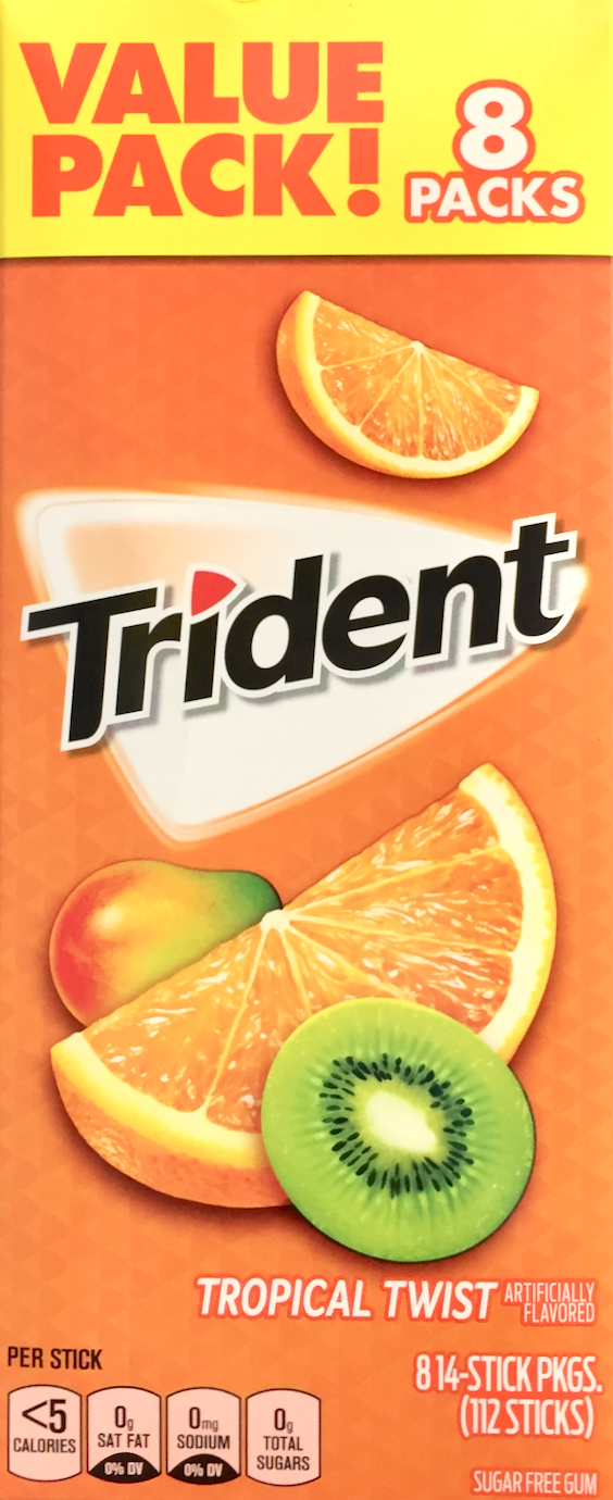트라이덴트 Trident 트로피칼트위스트 무설탕 껌 8ct (112pc)