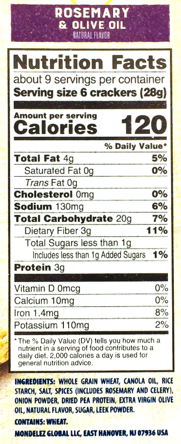 나비스코 Nabisco Non-GMO 트리스킷 로즈마리 & 올리브 오일 통곡물 크래커 240g