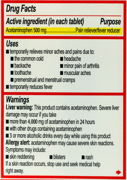 타이레놀 Tylenol 아세트아미노펜 500mg 휴대용 10정