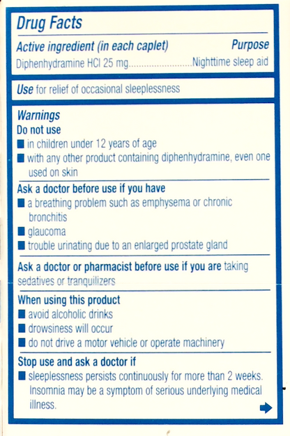 타이레놀 Tylenol PM 심플리슬립 디펜하이드라민 25mg 수면유도 100정