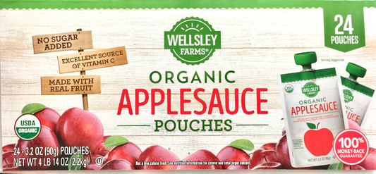 웰슬리팜 Wellsley Farms 유기농 슈가-프리 애플 소스 파우치 90g 24ct (2.2kg)
